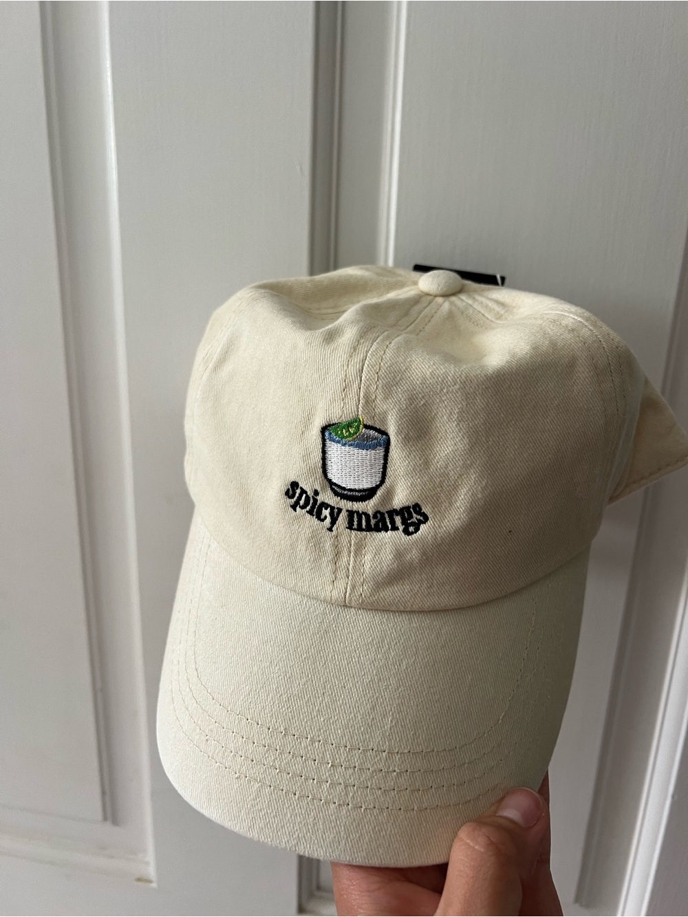 David and Young Cream Baseball Cap with Embroidered Cocktail